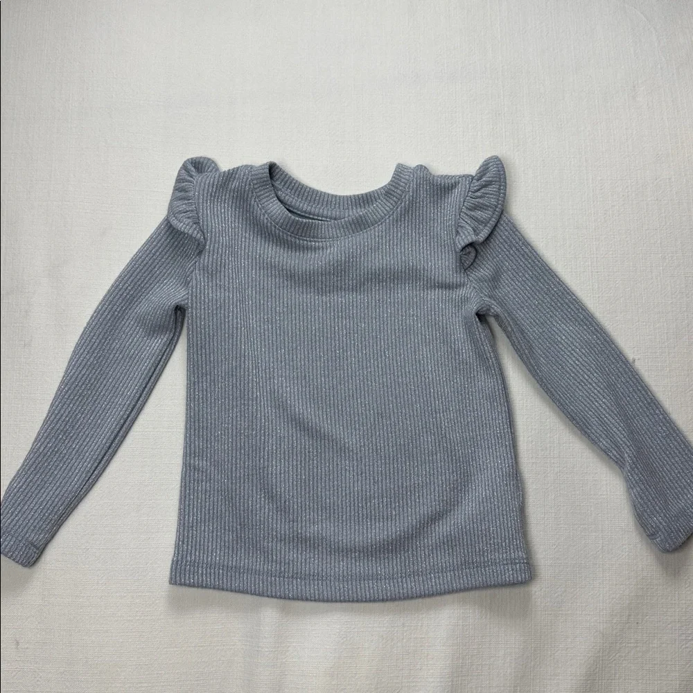 GAP Glitter blue Ruffle Long‎ Sleeve Tee
